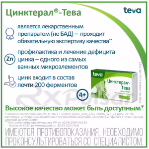 Zincteral-Teva™ Tablets 124Mg, 25Pcs Buy Online 10 Zincteral-Teva™ Tablets 124Mg, 25Pcs Buy Online 9